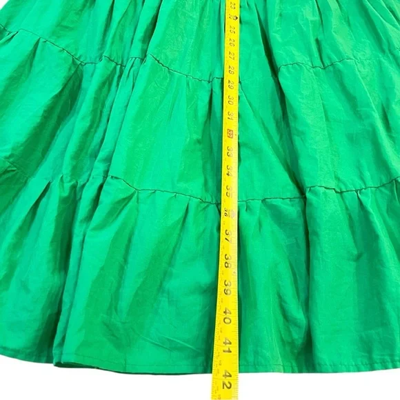 PETAL & PUP new Morgan Annette Green Shirred A-Line Puff Sleeve Tier Dress NWOT - Picture 15 of 15